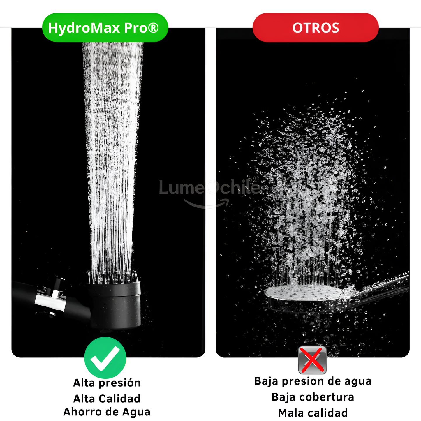 HydroMax Pro®: Ducha Alta Presión + Super Filtro Antisarro de 18 Capas